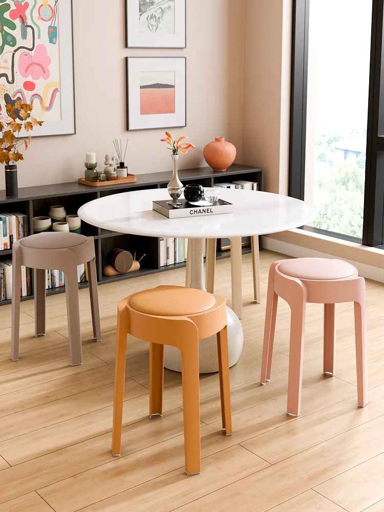 

Пластиковый табурет для домашнего использования, прочный и прочный, очень толстый, штабелируемый, высокий круглый табурет, мягкий табурет с ветряной мельницей