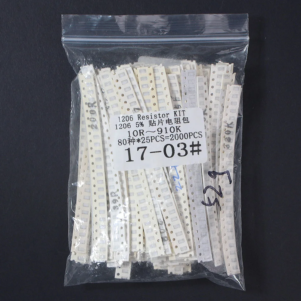 

2000PCS 0805 1206 New Chip Resistance Assorted Set,80 Values SMD Resistor Kit 10 Ohm ~ 910K 5% Resistor 10 ohm 100 ohm 1K 10K