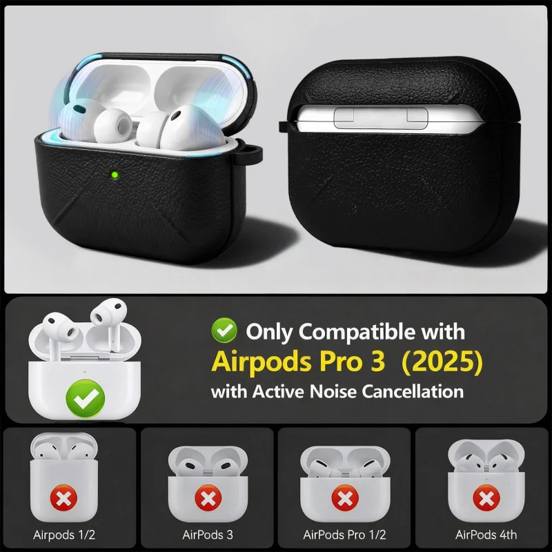 For AirPods Pro3 2025 Case Leather Pattern Fullbody Protective Case Cleaner Kit Magnetic Lock  Cases For AirPods Pro 3 Headphone