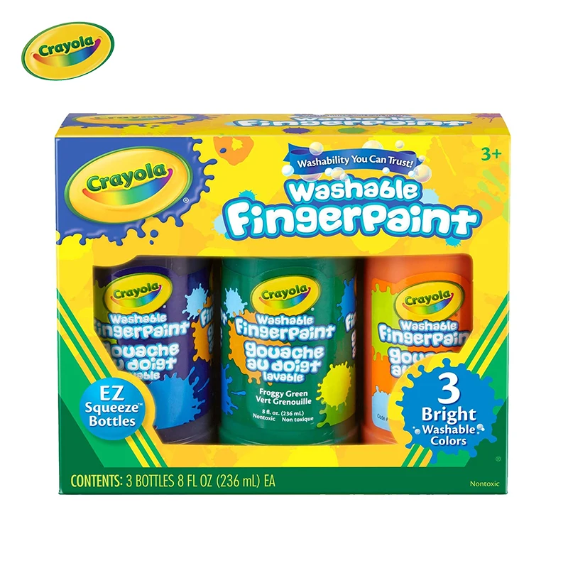 Crayola pintura de dedos lavable brillante (secundaria), 3 cuentas/8 onzas para niños, dibujo