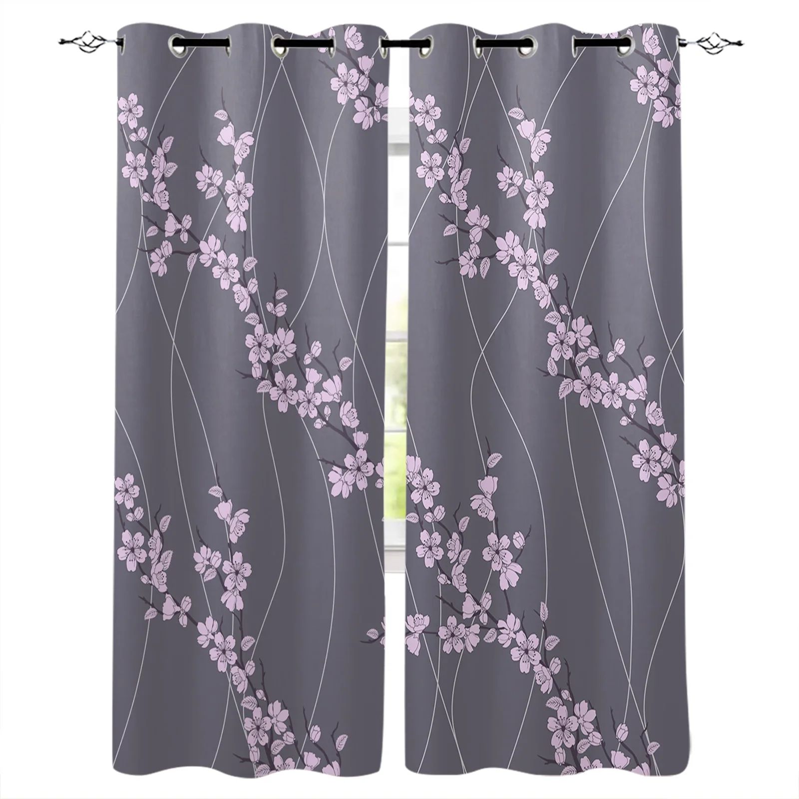 

Cherry Blossoms Flower Floral Blackout Curtains Window Curtains For Bedroom Living Room Decor Window Treatments