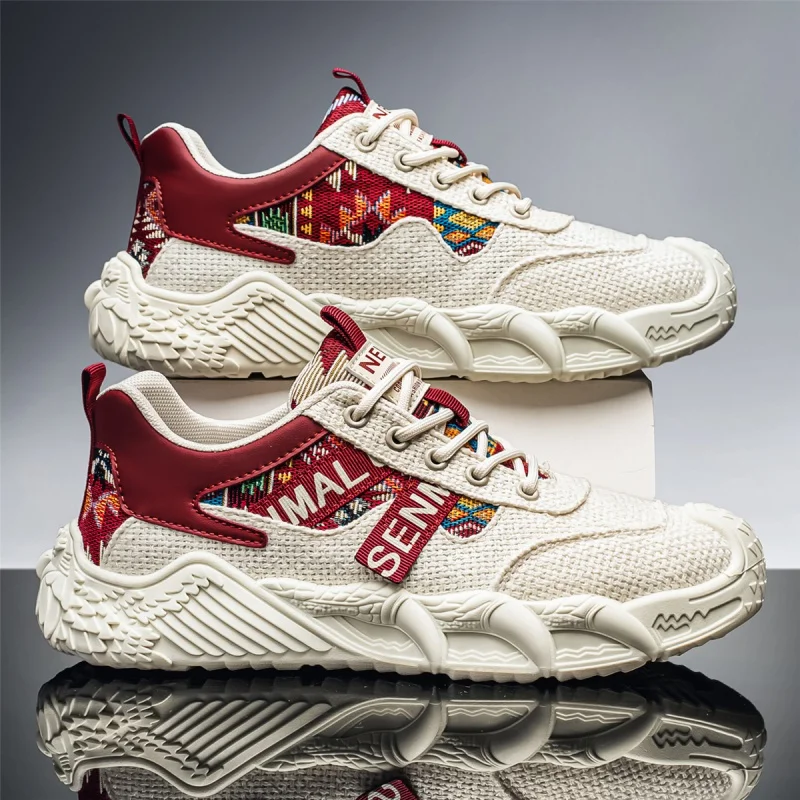 Men's Casual Running Shoes 2026 New Autumn Season Breathable Versatile Lightweight Soft Bottom Linen Fashionable Sports Sneakers