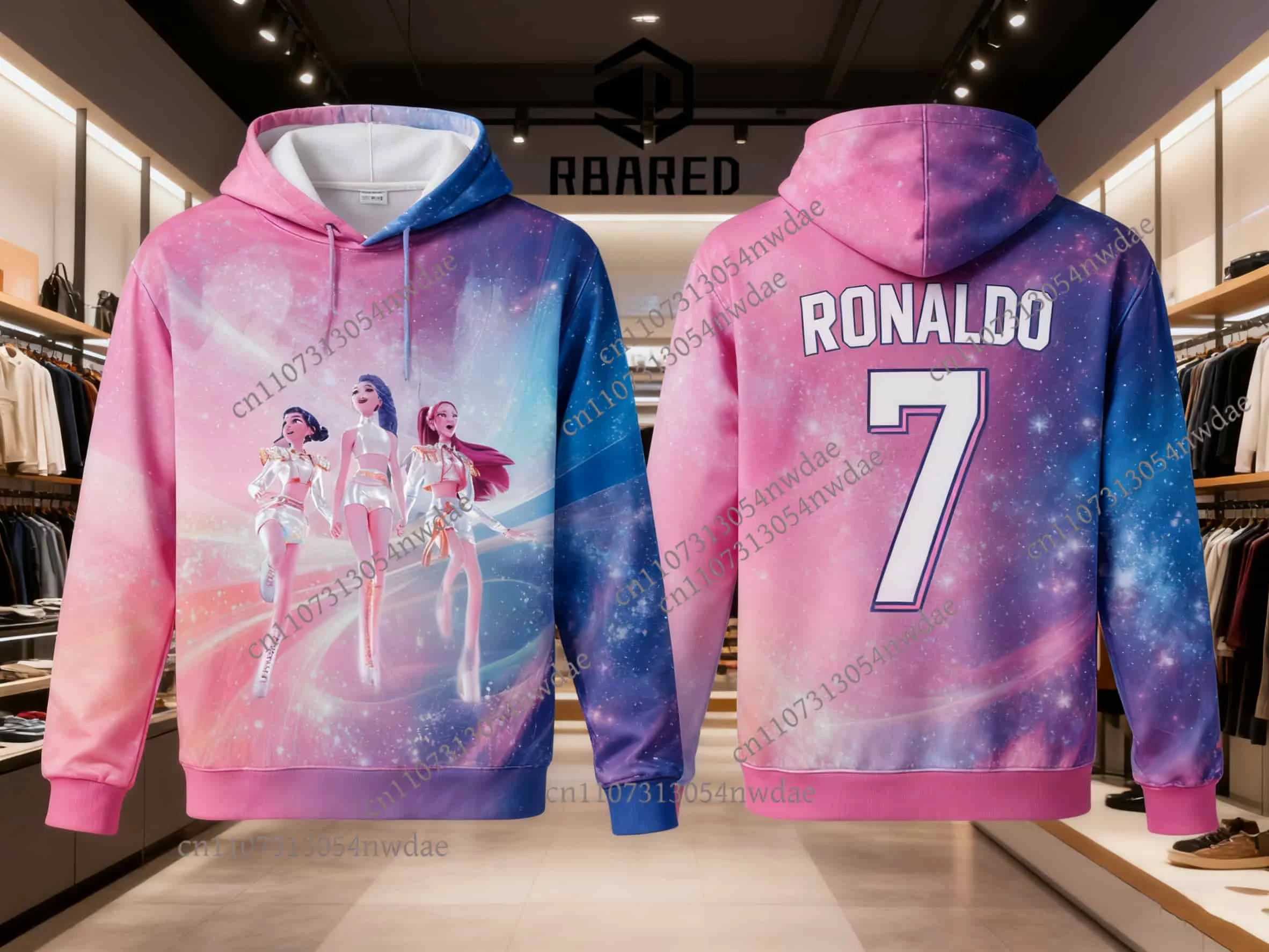 

KPop Demon Hunters RONALDO No.7 Fan Commemoration 3D Printed Long Sleeve Hoodie - For All Ages, Warm Cozy, Casual & Sports Wear