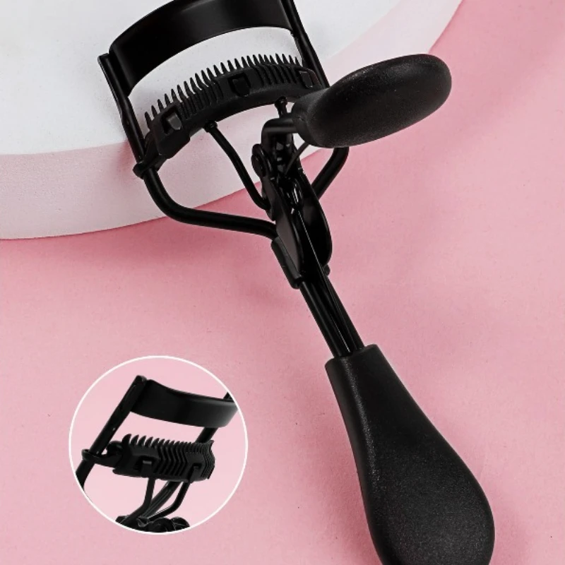 2-in-1 Tragbarer Wimpernzange mit Kamm & Silikonpad, Sanftes Heben und Locken für Natürliche Wimpern, Reisefreundliches Kompaktdesign