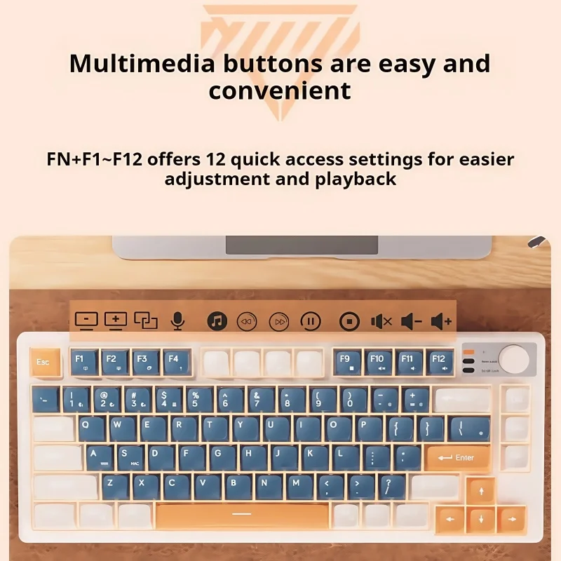 Z75b+ Keyboard Mute Button Ergonomic 75% Configuration Silky Touch PBT Ball Shaped Keycap Multifunctional Knob RGB ABS Material