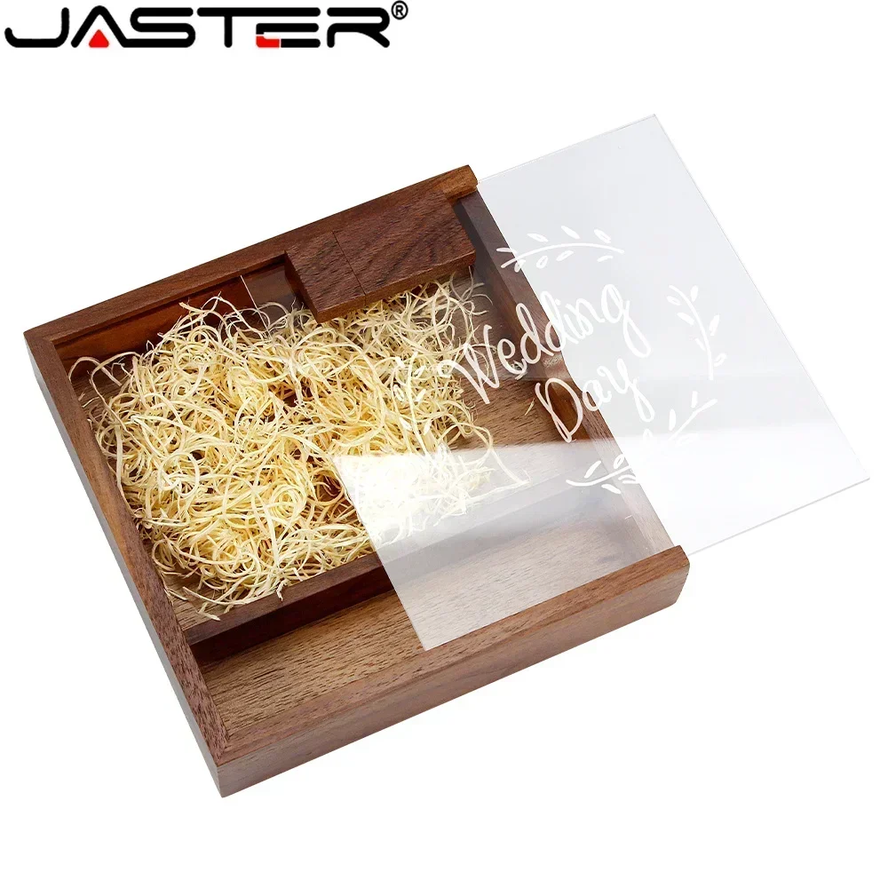 JASTER przezroczysta akrylowa pokrywa Album fotograficzny pamięć USB 2.0 Pendrive 64GB 128GB 16GB 32GB fotografia ślubna (170*170*35 MM)