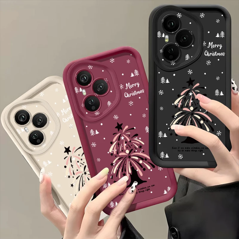 شجرة عيد الميلاد ندفة الثلج طباعة جراب هاتف ل الشرف 400 200 برو Magic7 لايت X8c X9c الذكية X6a X6b X6c للصدمات لينة غطاء من البولي يوريثان