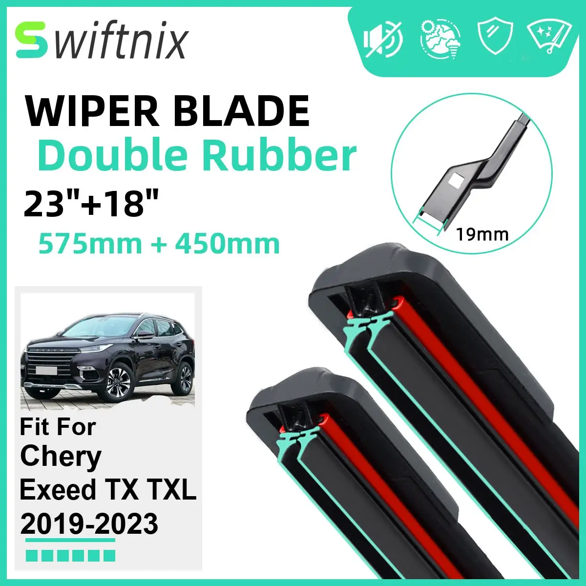 

Double Rubber Car Wiper Blades for Chery Exeed TX TXL 2019-2023 Front Windscreen Windshield Rubber Car Accessories 2022 2023