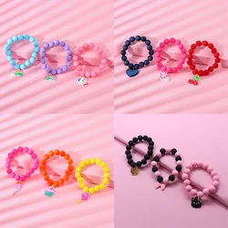 3Pcs/set Cute Kawaii Unicorn Rainbow Charm Stretch Candy Color Beads Bracelet For Teens Girls Bracelets Jewelry Gifts
