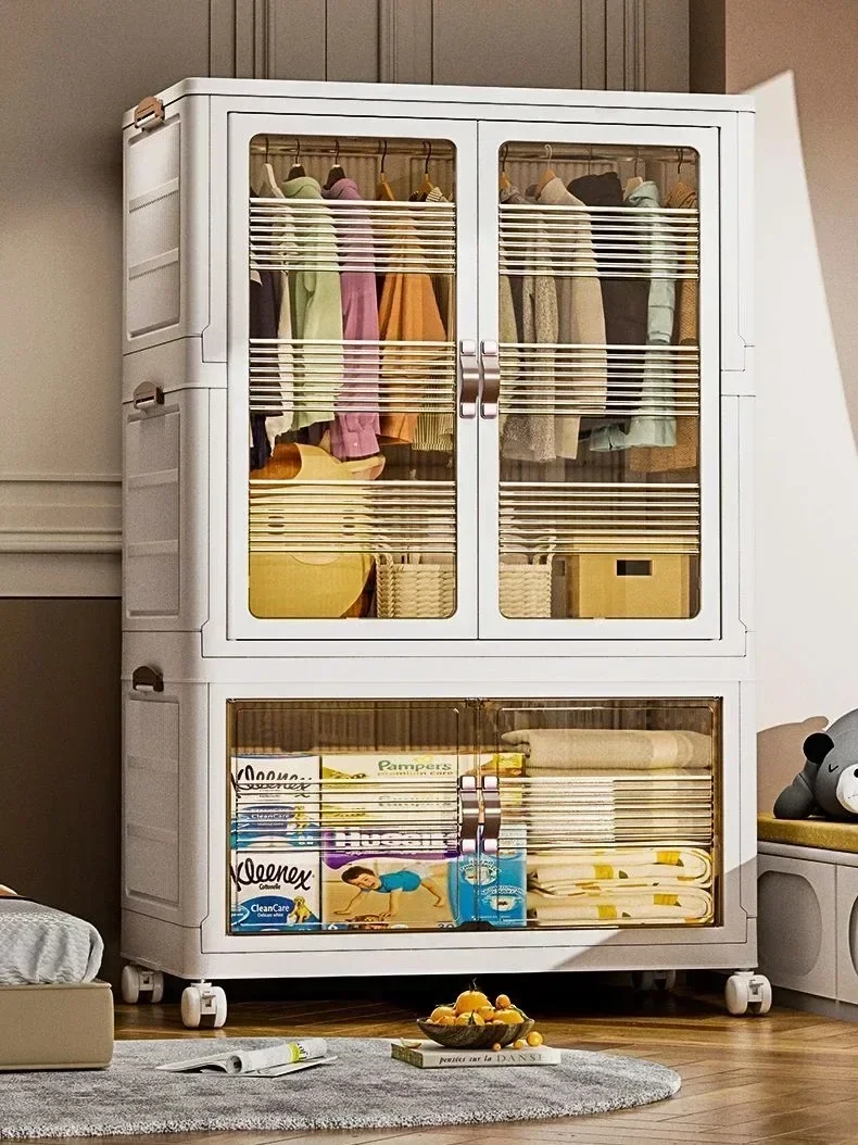 #Baby’s Bedroom Closets Wardrobe Clothes Folding Bins Transparent Visual Cabinets Stable Load-bearing Clothes Organizer Rack