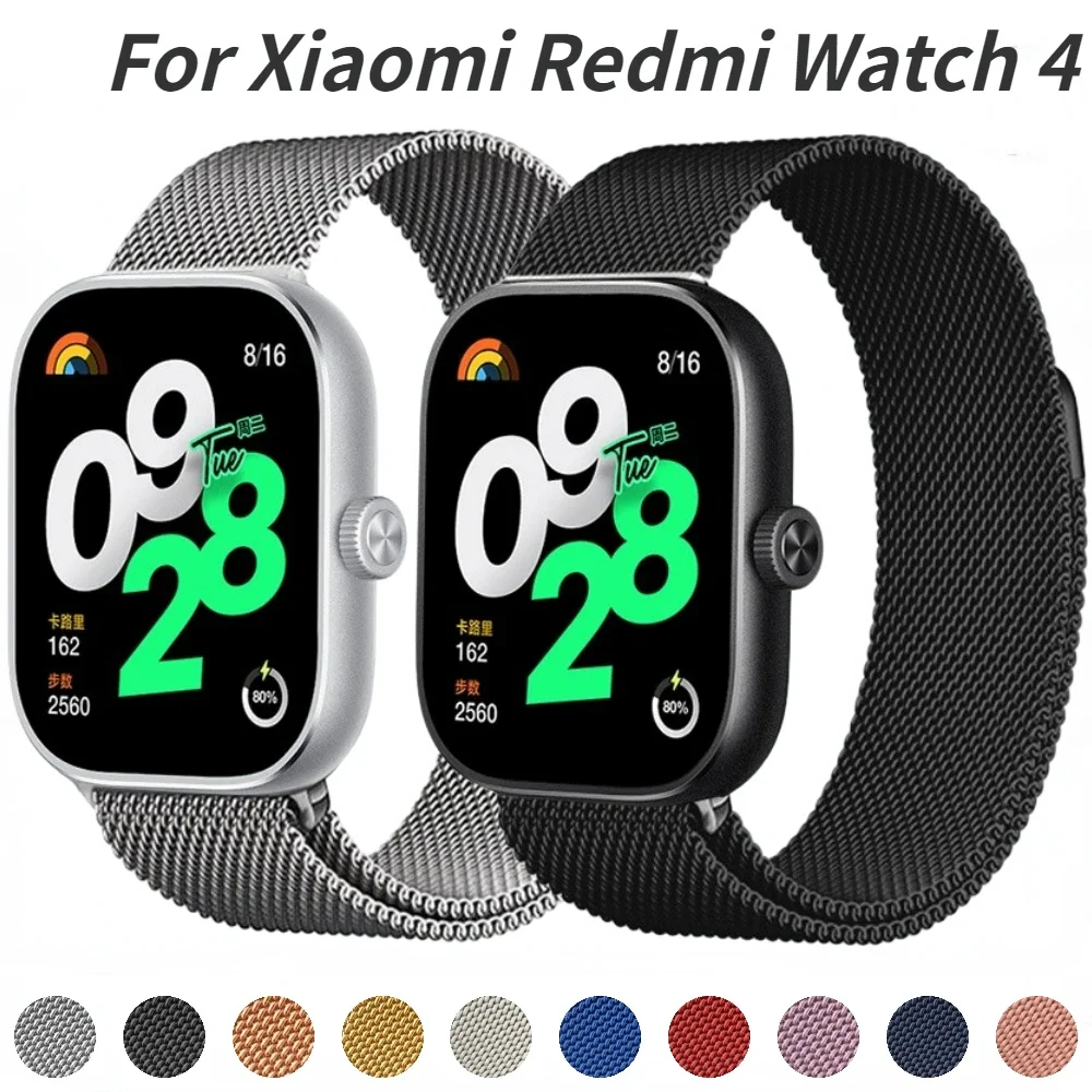 Pulseira de laço milanês para xiaomi redmi relógio 4/5 banda metal pulseira magnética xiaomi mi banda 9/8 pro esporte pulseira acessórios