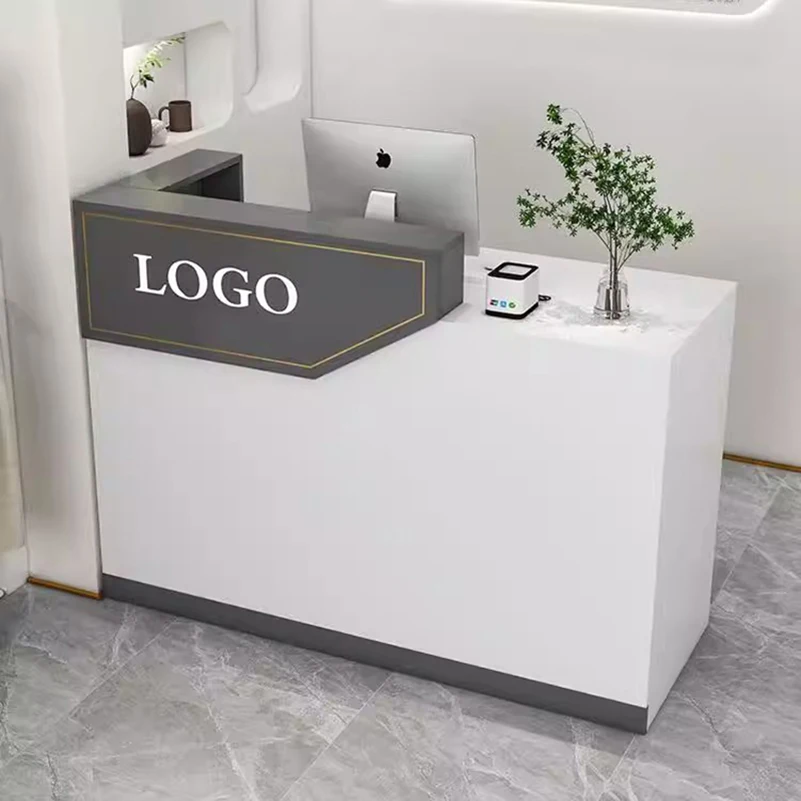 Cashier Counter L Shaped Store Beauty Salon bar Marble Modern  Reception Desk for Sale
