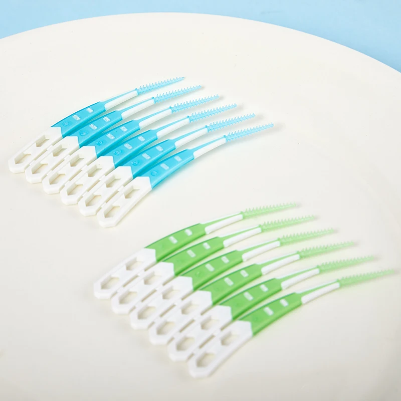 12ชิ้น/กล่องซิลิโคน interdental แปรงแปรงสีฟันระหว่างฟันซิลิโคนกับเครื่องมือทำความสะอาดปากด้าย