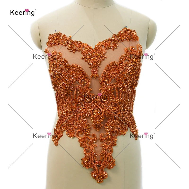 Rhinestone Embroidery Applique Body for Wedding Dress WDP-295 Popular Choice - Elegant Embellishment for Brides