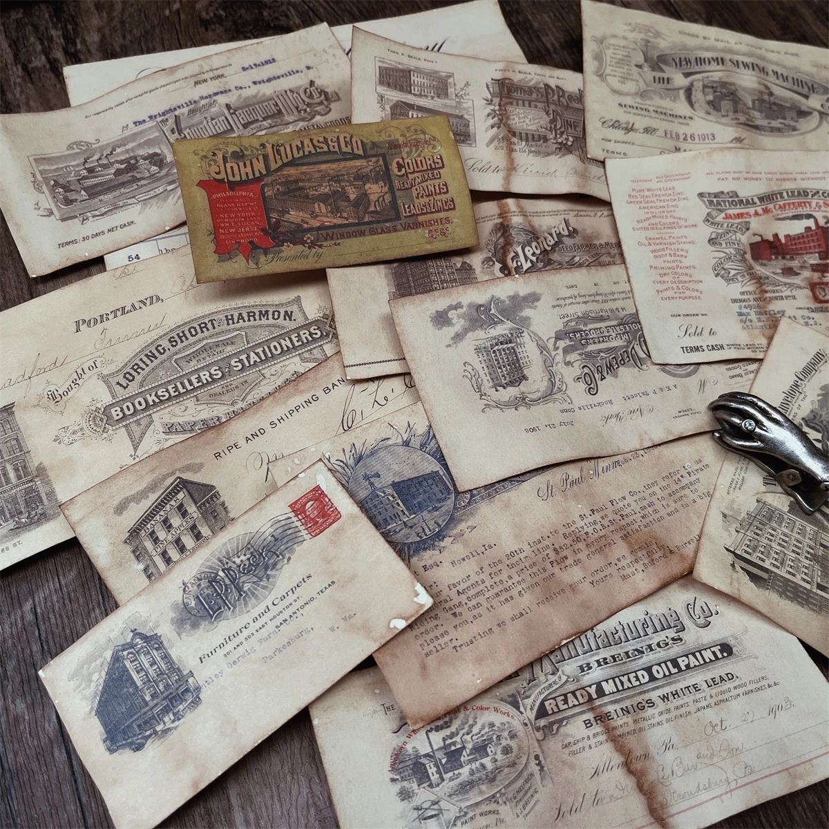 Vintage Bill Notes Coffee Stain Dyeing Paper DIY Scrapbooking Junk Journal Primer Collage Album Gift Decoration