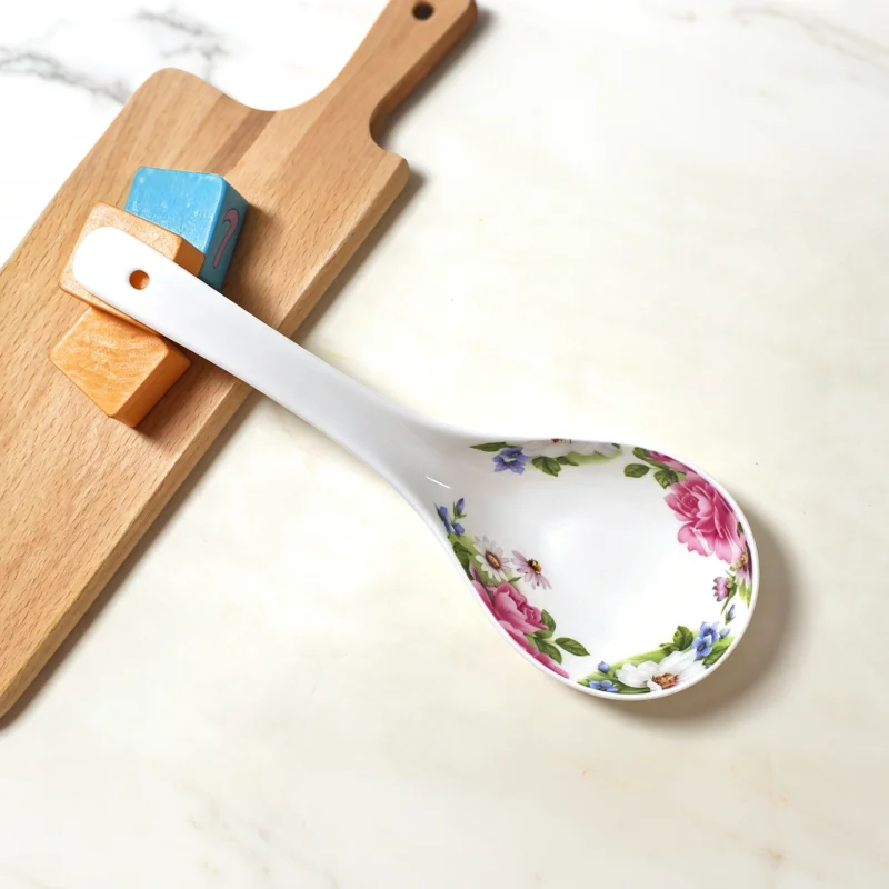 real fine bone china kitchen spoon, chinese rice soup scoop, ceramic long handled spoon for dinner serving, porcelain  talheres