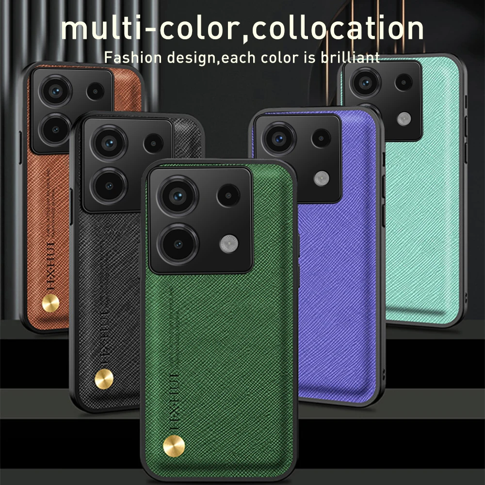 Custodia in pelle con texture a grana incrociata con supporto magnetico per auto per Xiaomi Redmi Note13 4G Redmy Note 13 Pro Plus Pro + 5G Coque