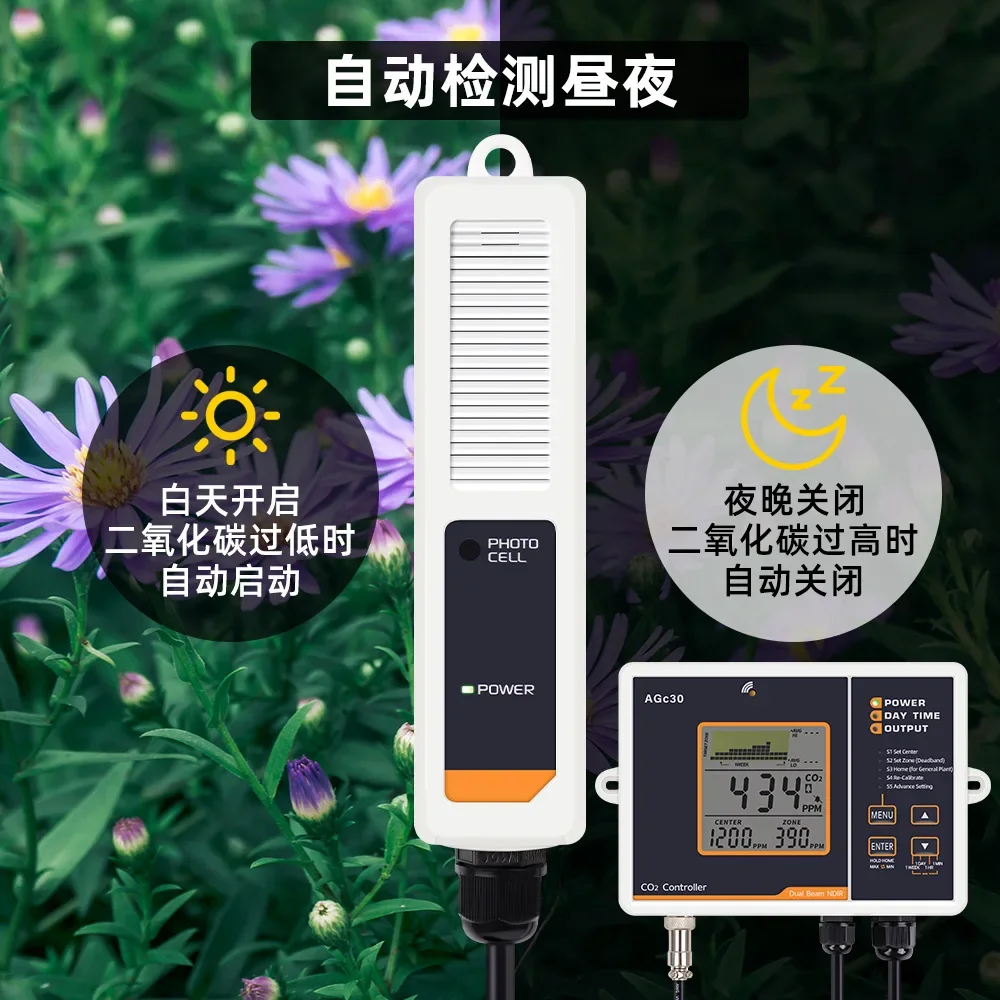 Carbon Dioxide Controller AGc30 Greenhouse Livestock Breeding Temperature Humidity CO2 Detection and Control Instrument Detector