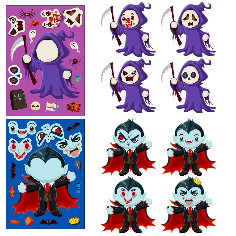 Make Your Own Devil Halloween Face Change Sticker Decorative Sticker DIY Sticker Toy Halloween Make a Face Sticker Dress Up