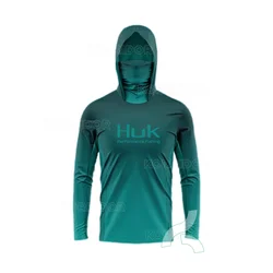 HUK Fishing Clothing Sun Protection Hooded Mask All-in-one Fishing Shirts Upf 50 Long sleeved T-shirt Fishing Apparel Breathable