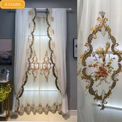 New Luxury European Style Velvet Embossed Embroidered Window Screen Curtains for Living Room and Bedroom Customized Products