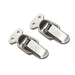Stainless Steel Rings Iron Lock Hasp with Steel Catch Buckle Padlock Clasp Spring Lock Latch for Box Drawer Security