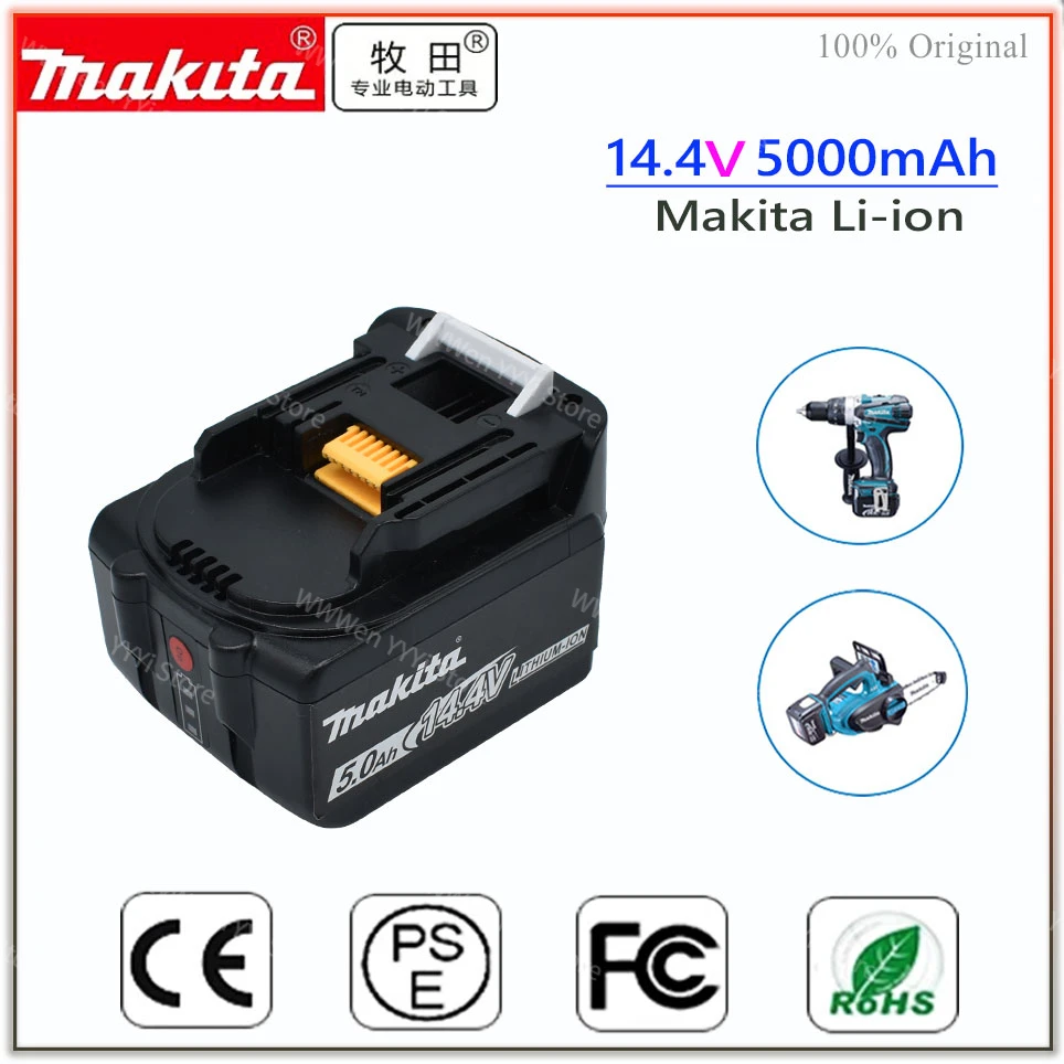 

Аккумулятор Makita 5000 мАч, 14,4 В, BL1430, BL1415, BL1440, 196875-4, 194558-0, 195444-8, 14,4 Ач, в