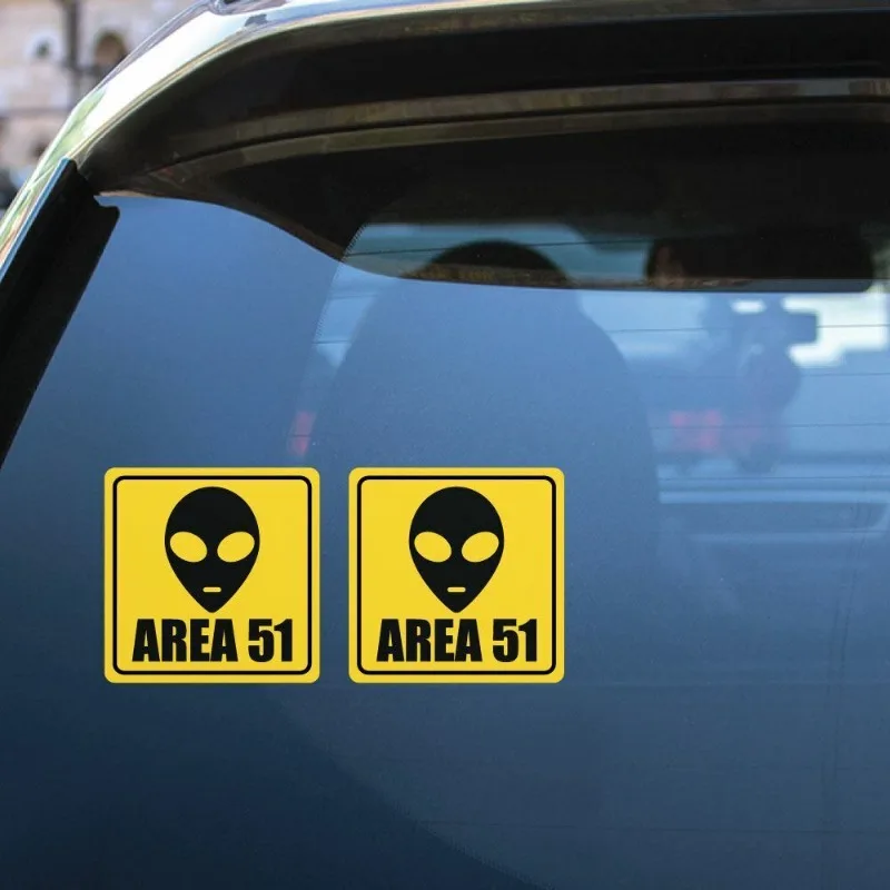 

Наклейки для украшения автомобиля 2X Area 51 Наклейка с изображением пришельцев Наклейка Alien Area 51 Space Storm Забавный НЛО 15 см ПВХ KK