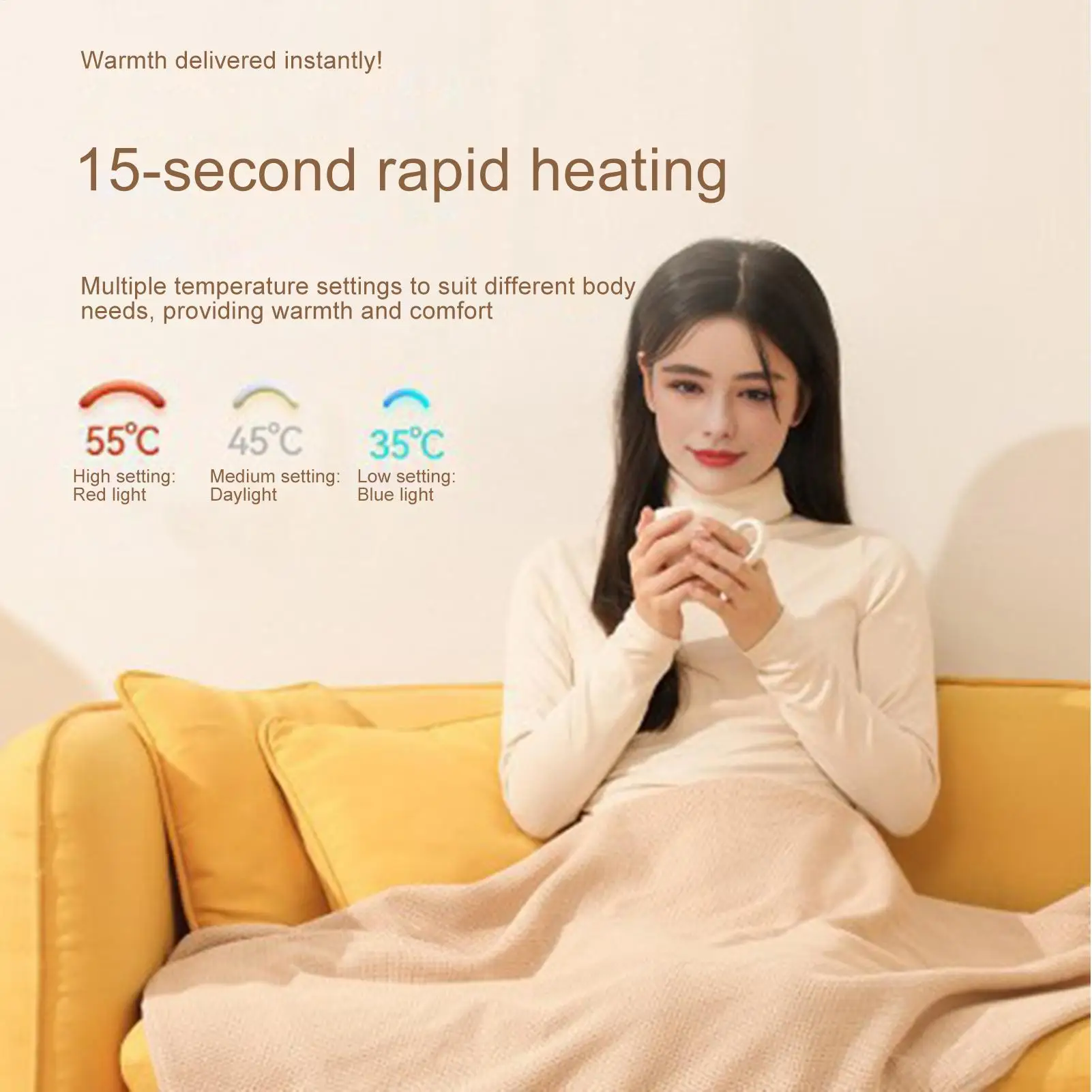 USB Heated Blanket Auto Shut Off USB Warm Shawl With 3 Levels Electric Warm Blanket For Camping Office Outdoor Travel Bedroom