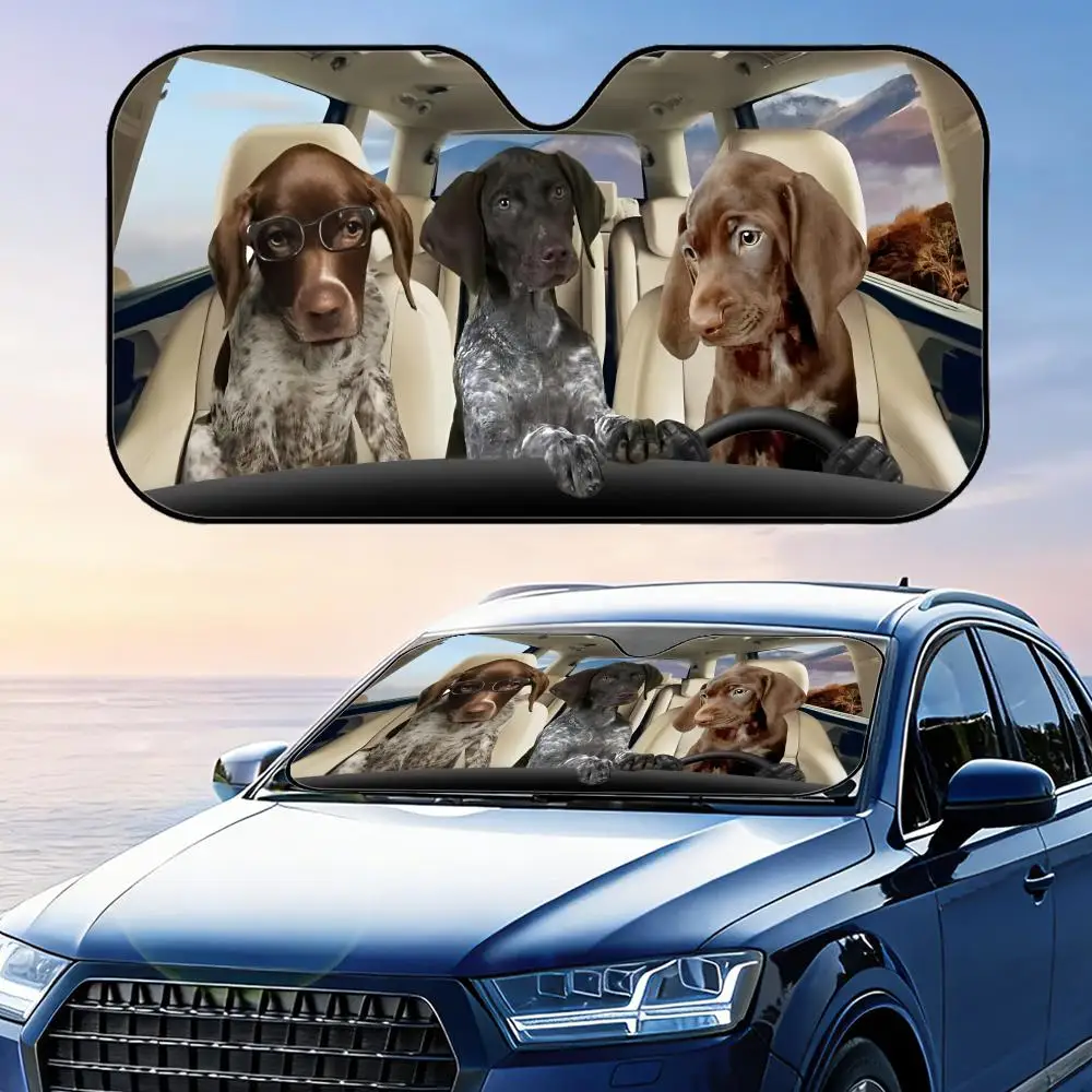 German Shorthaired Pointer  Sun Visor Foldable Universal Car Windshield Sun Shade UV Protection Heat Insulation Foldable Cover