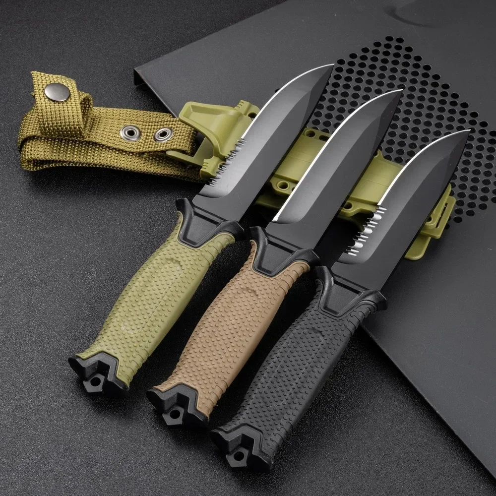 2024 New Outdoor Knife Stainless Steel Tactical Knife, EDC Wilderness Survival Knife, Portable Self-Defense Straight Knife Set