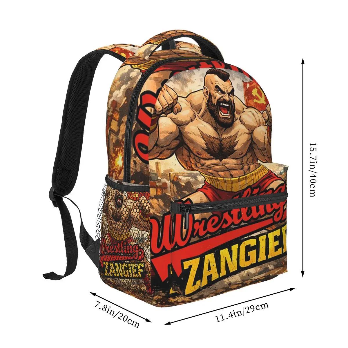 Street Fighter Zangief Wrestling Fighter Student Backpack School Bag Hiking Travel Daypack for Boys Girls Bookbag Shoulder Bags