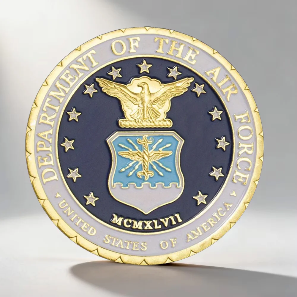 United States Air Force Challenge Coin Department of The Air Force Golden Plated Commemorative Coin