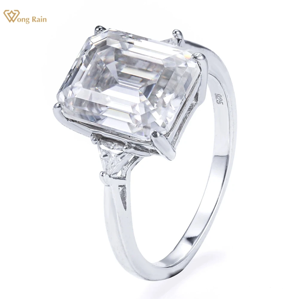 

Wong Rain 925 Sterling Silver 3EX VVS1 D Color Emerald Cut 9*11 MM Real Moissanite Diamonds Gems Engagement Rings Fine Jewelry