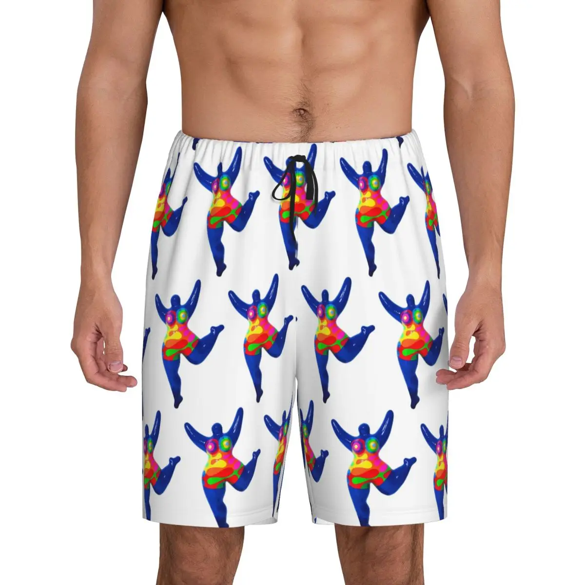 

Синие короткие пижамные штаны Blue Nana Biriney Tribute To Niki De Saint Phalle, мужская одежда для сна, шорты для отдыха, штаны для сна