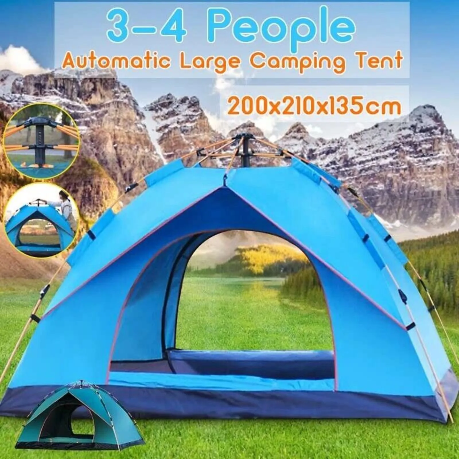 3-4 Person Pop Up Tents Waterproof Windproof Instant Tent for Camping Hiking United States