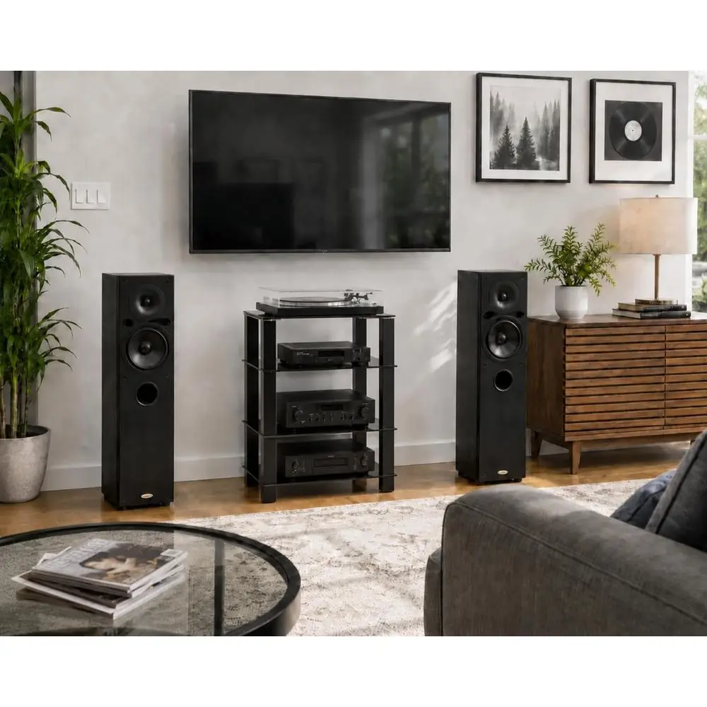 ITUEYES 4-Tier Media Stand Audio/Video Component Cabinet with Glass Shel or One/ps4 AS406002GB