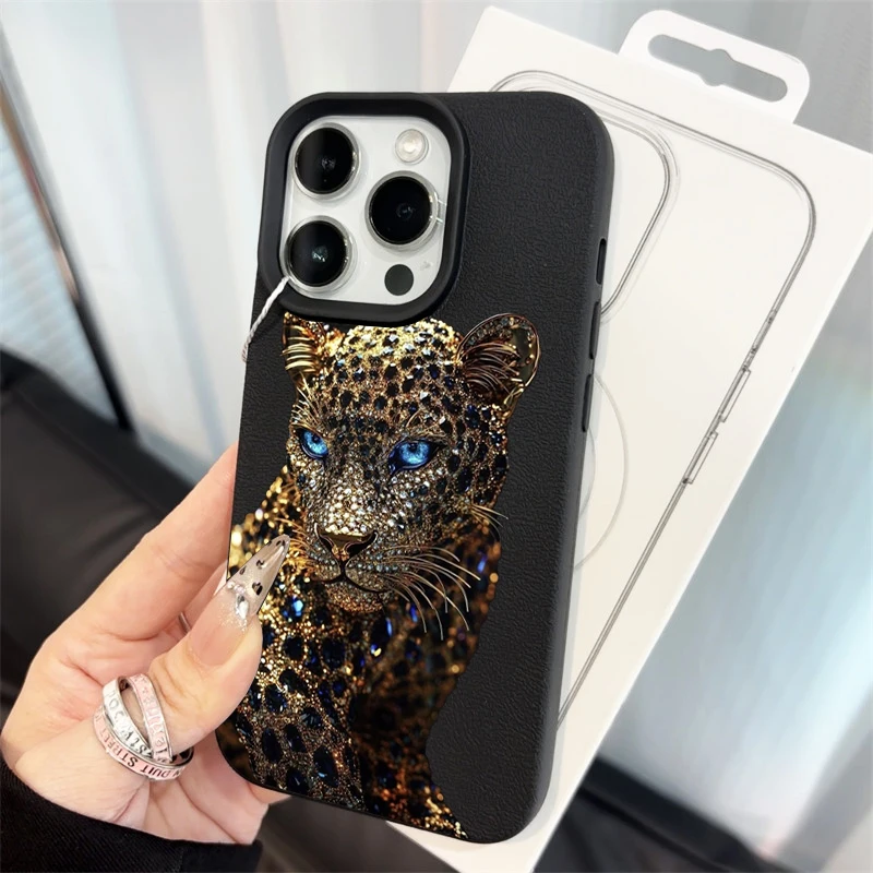 Diamant-Leopardenmuster-Hüllen für iPhone 17 14 15 16 Pro Max Plus, iPhone 11 12 13 14 15 7 8 XS XR Luxus-Silikon-Schutzhülle – Detail 6