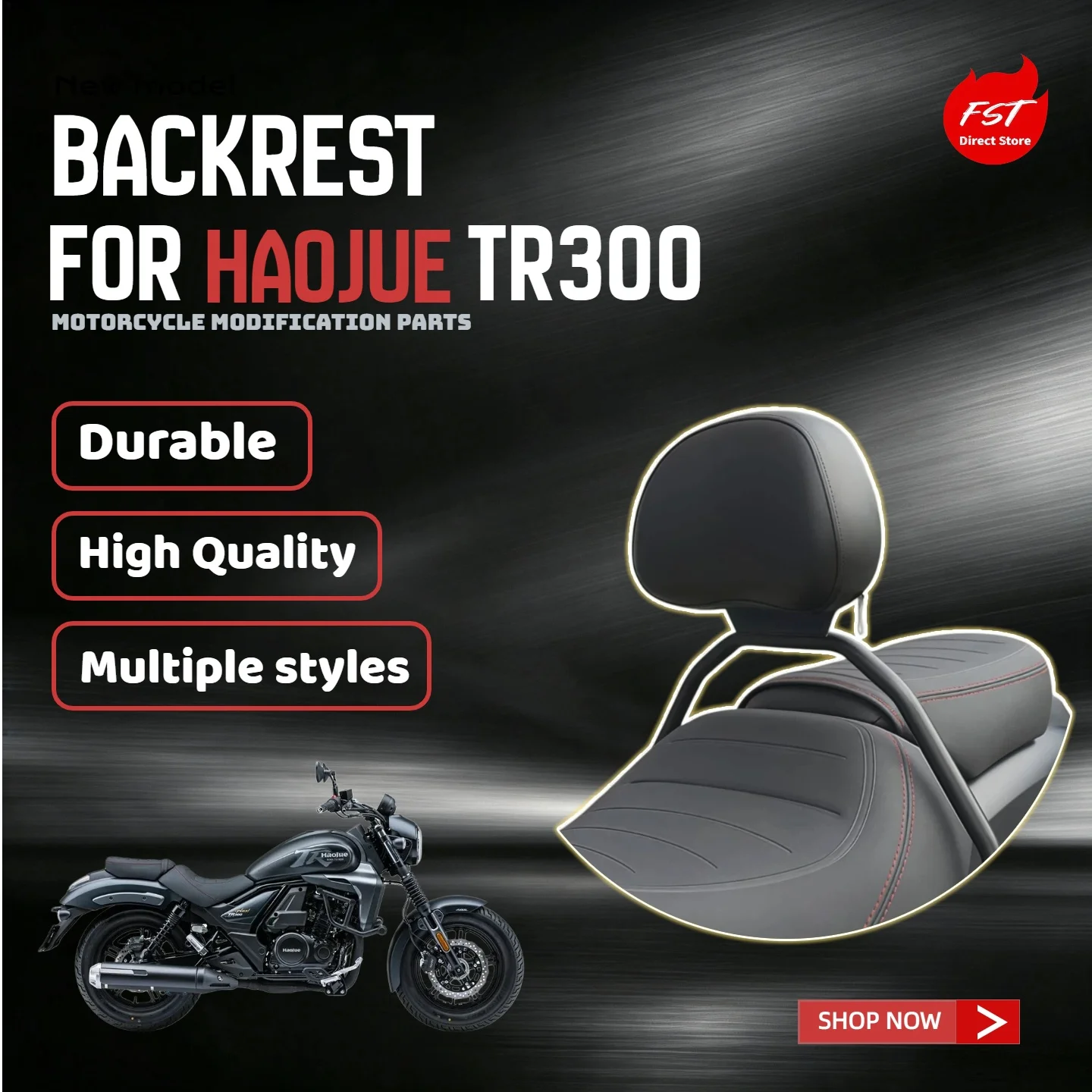 For HAOJUE TR300 PLUS Motorcycle Rider Middle Backrest Rear Back Support Modification Accessories