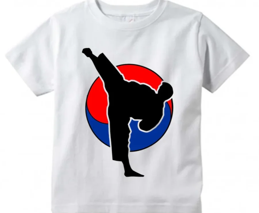 เสื้อยืดลายคาราเต้คิกค์ MMA shotokan แขนลำลองขาสั้นสำหรับเด็กเสื้อยืดลายคันจิญี่ปุ่น