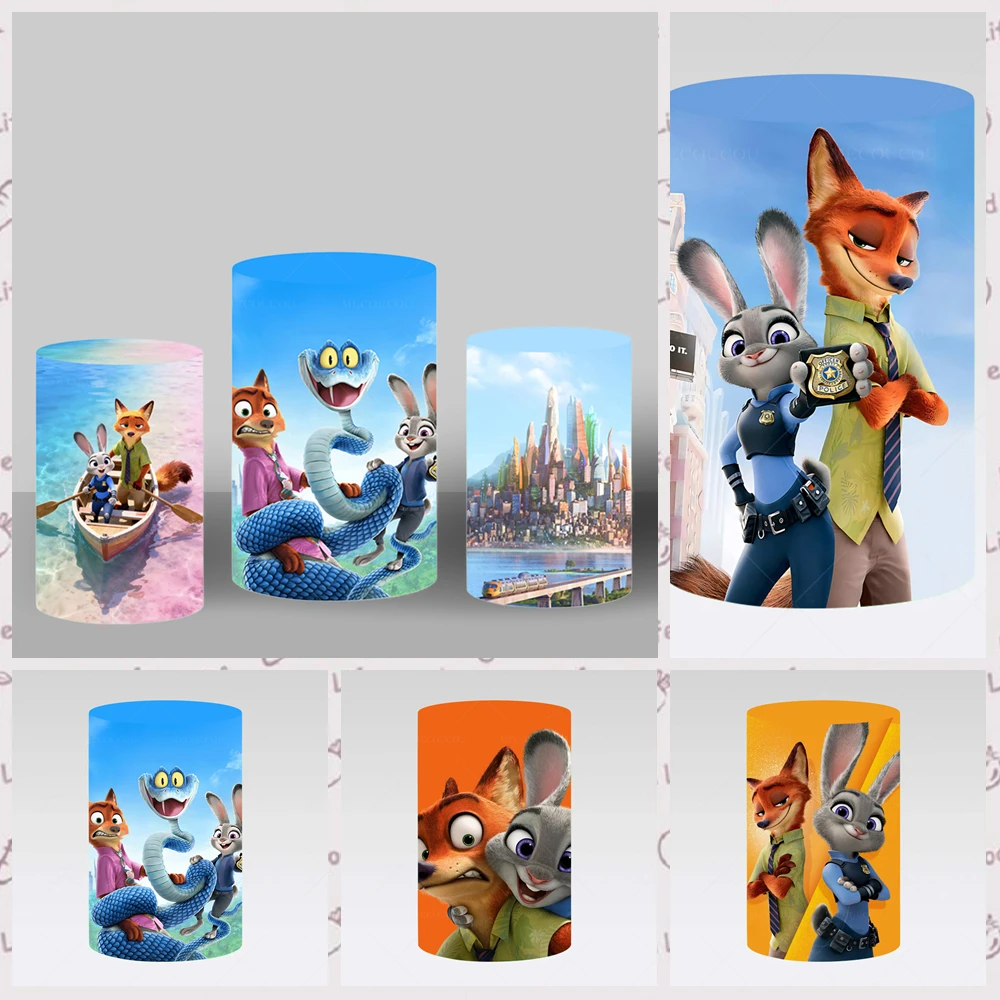 

Zootopia 2-тематический фон, индивидуальный детский день рождения, уличное украшение для вечеринки, крышка цилиндра, основание стола для торта, эластичный реквизит