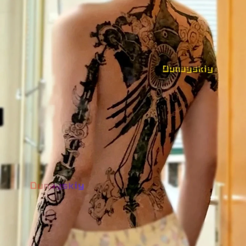 Juego LoL Arcane 2 Vi disfraz de Cosplay tatuaje Dorsal pegatina 47-53CM tatuajes impermeables Arcane VI calcomanías de juego de rol accesorio