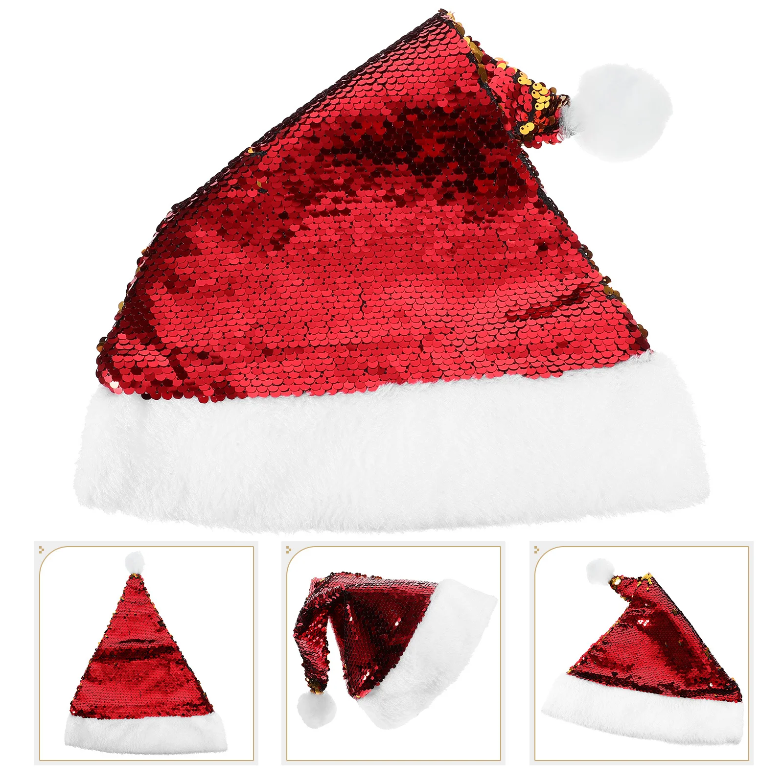 

Sequin Christmas Cap Premium Lightweight Sparkle Hat for Holiday Party Favors Stage Performance Family Gathering