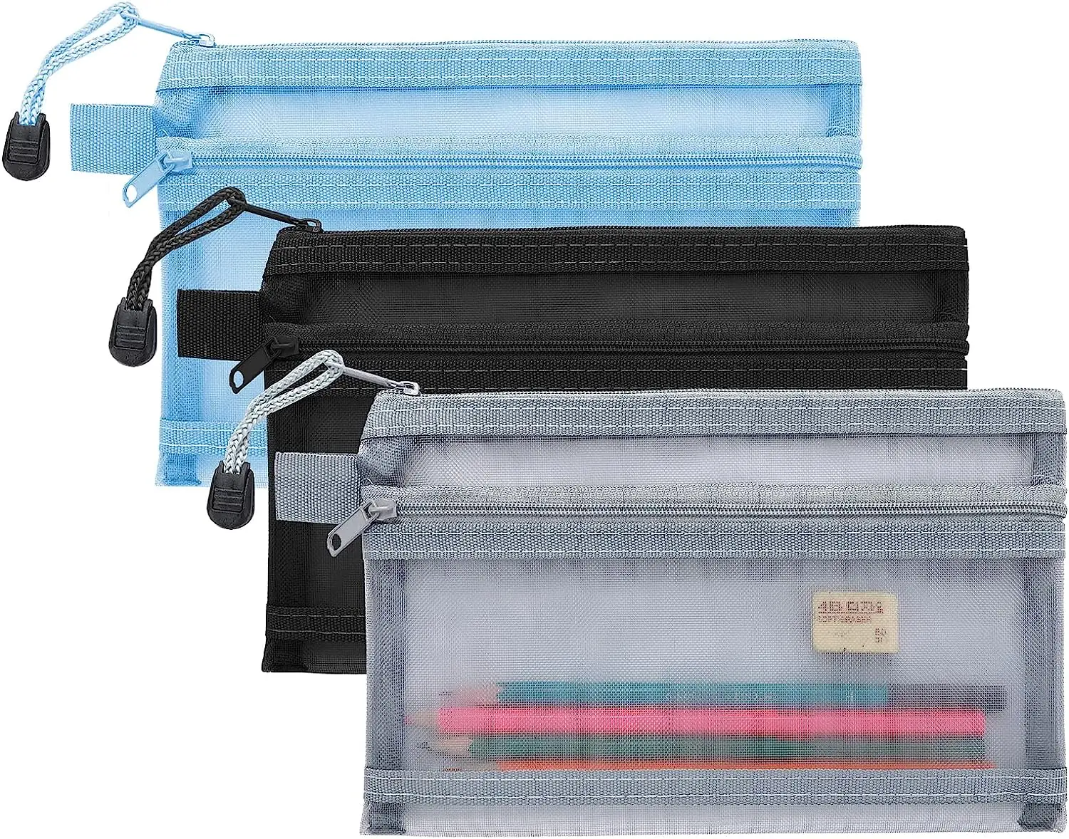 Double Layer A4 File Folders Nylon Mesh Storage Bag Convenient Zipper Student Test Stationery Organizer School Office Supplies