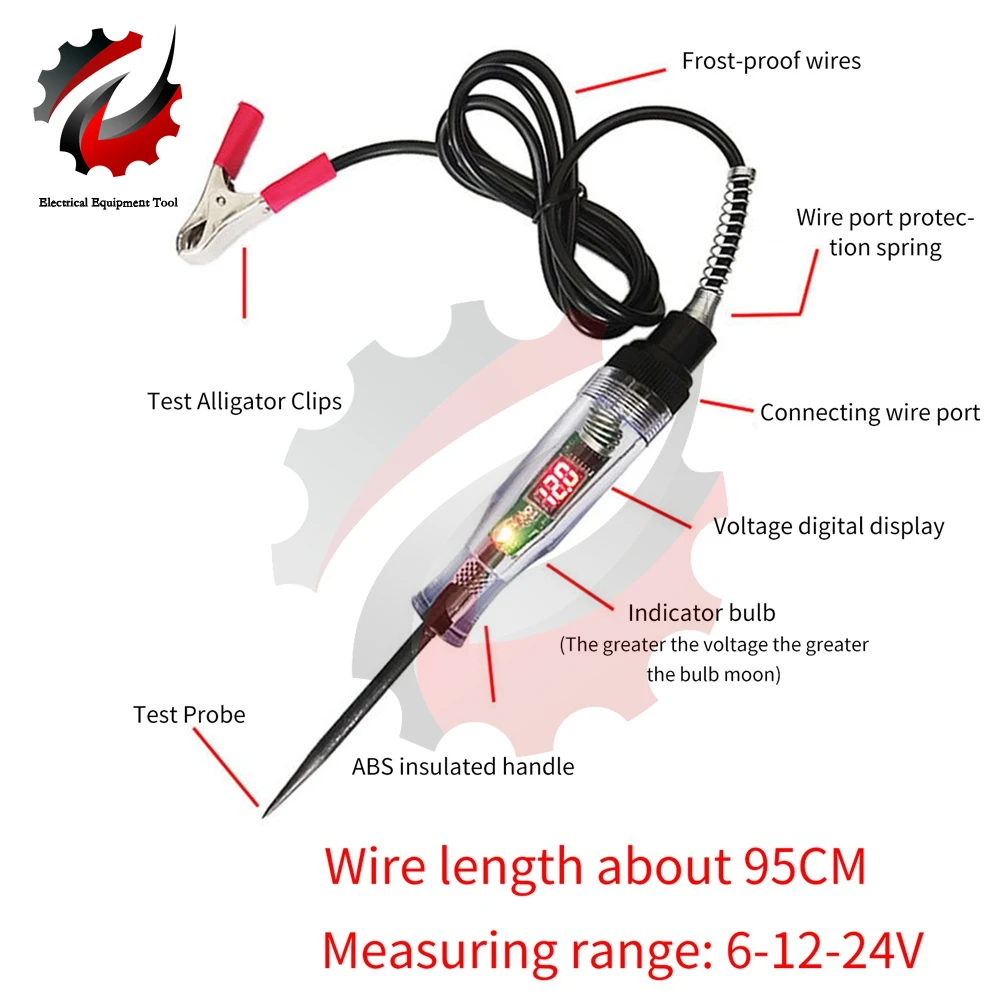 자동차 회로 테스터 트럭 전압 테스터, 자동 진단 프로브 테스트 펜, DC 3V, 6V, 12V, 24V, 36V