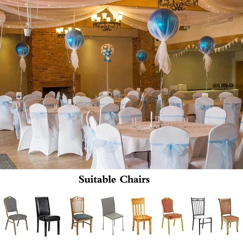 DD 100pcs Stretch Polyester Chair Cover Wedding Hotel Banquet Thickening Universal Spandex Wedding Decoration Dining Chair Cover