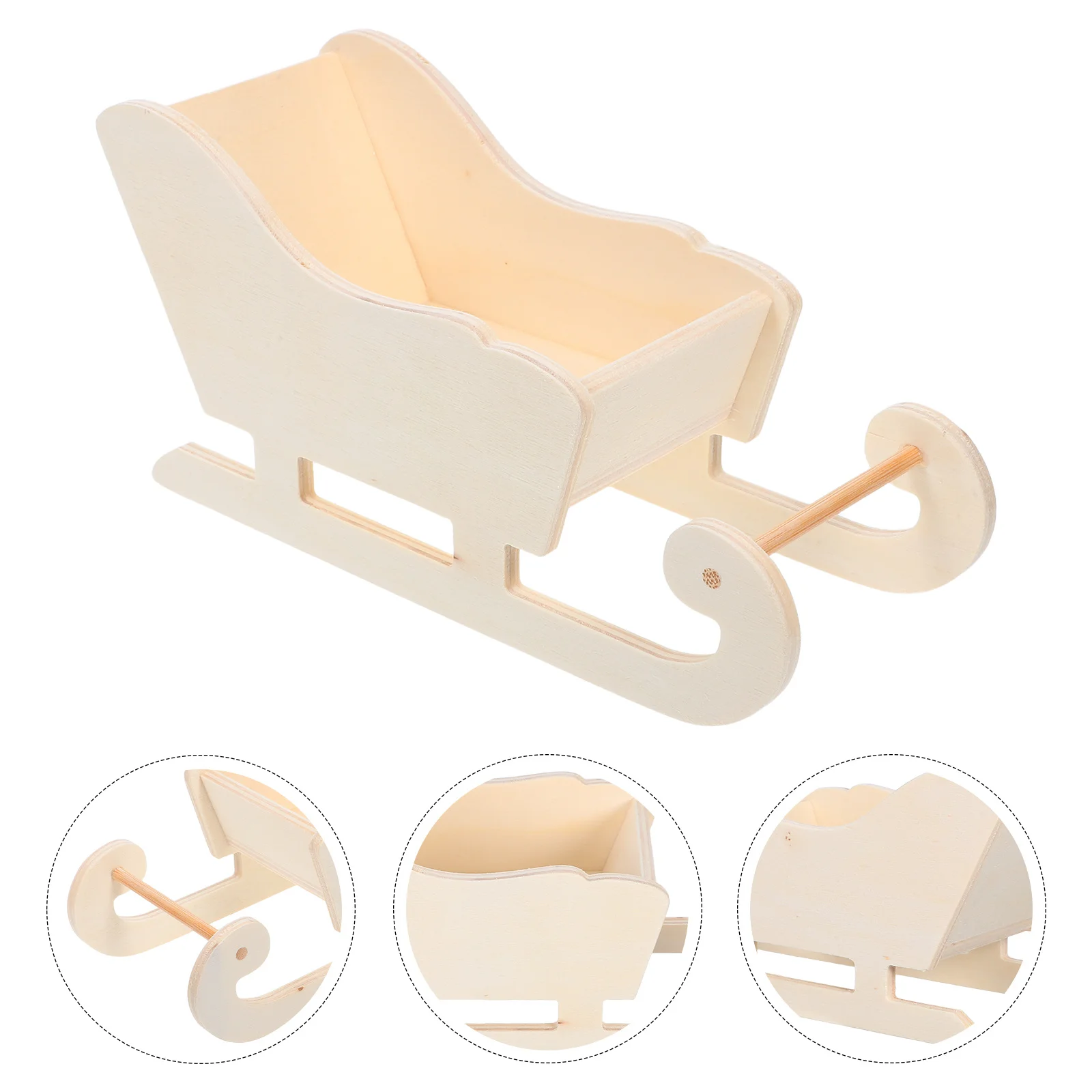 

3pcs Christmas Santa Sleigh Wooden Candy Platter Dish Bowl Desktop Ornament Holiday Decoration Craft Supply Tabletop Sled