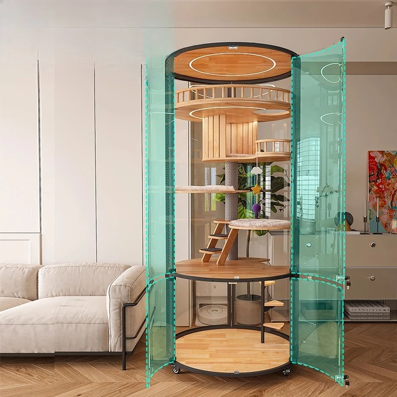 

Cat Villa Luxury 360 Panoramic Cat Cage House Solid Wood Steel