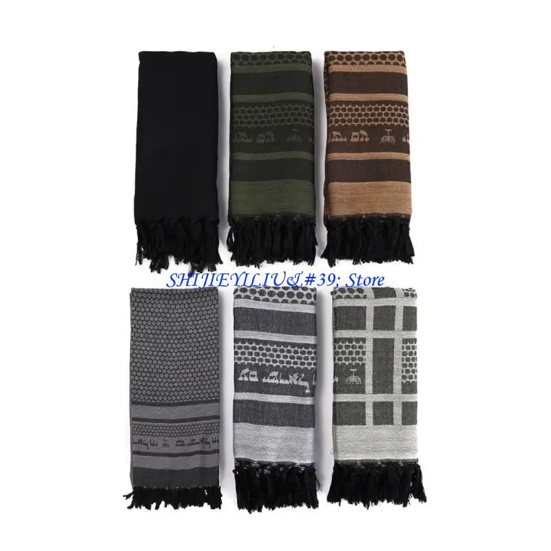 E21F Adult Middle Eastern Kerchief Jacquard Scarf Outdoor Enthusiasts Kerchief