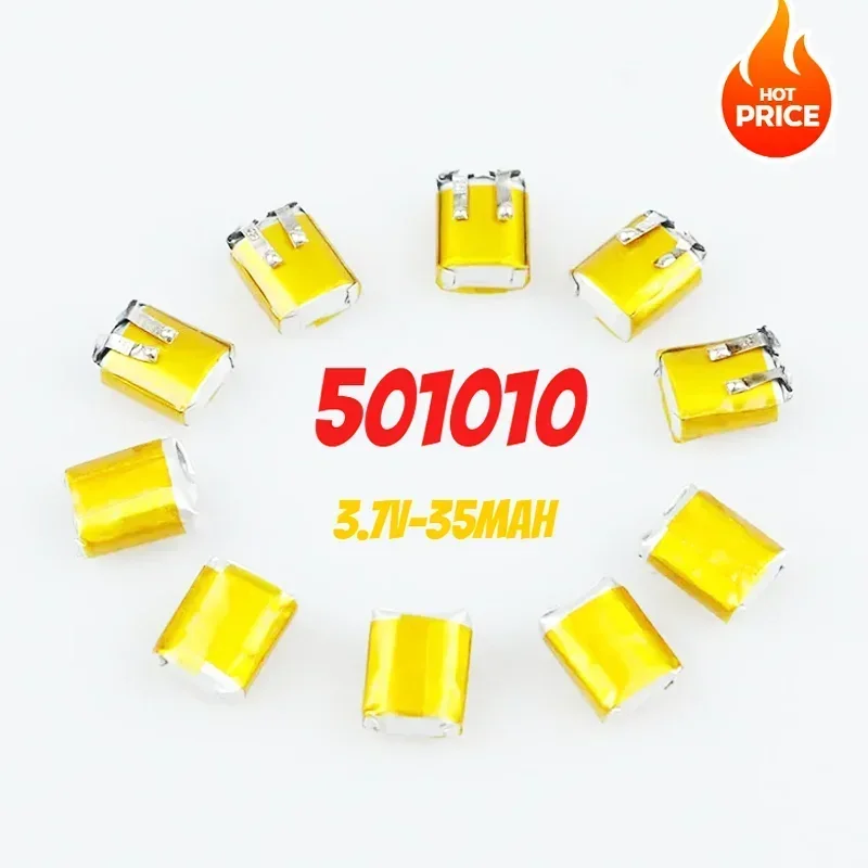 Rechargeable LiPo Battery 3.7V 35mAh 501010/501012 Polymer Lithium Cell for TWS Earphone Headset MP3 LED DIY Pack